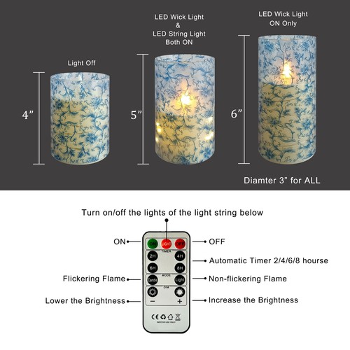 3Pack Christmas Flameless Candles Flickering Electric Candles LED Pillar Candles - Picture 4 of 44
