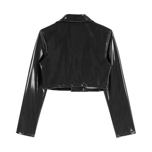 Mens Wet Look Jacket Shiny Metallic Clubwear Motorcycle Style Tank Lapel Coat - Picture 24 of 34