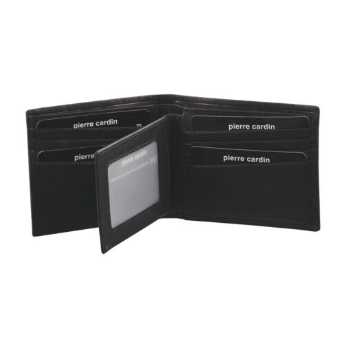 Pierre Cardin Men's Rustic Leather Bi-Fold Wallet Card Holder - Black - Picture 1 of 3
