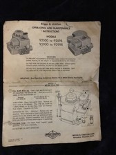 Briggs & Stratton Operating And Maintenance Instructions, Vintage, For Engines 