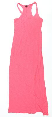 Express Damen Maxi rosa Baumwolle Größe M Rundhals Pullover - Schlitz