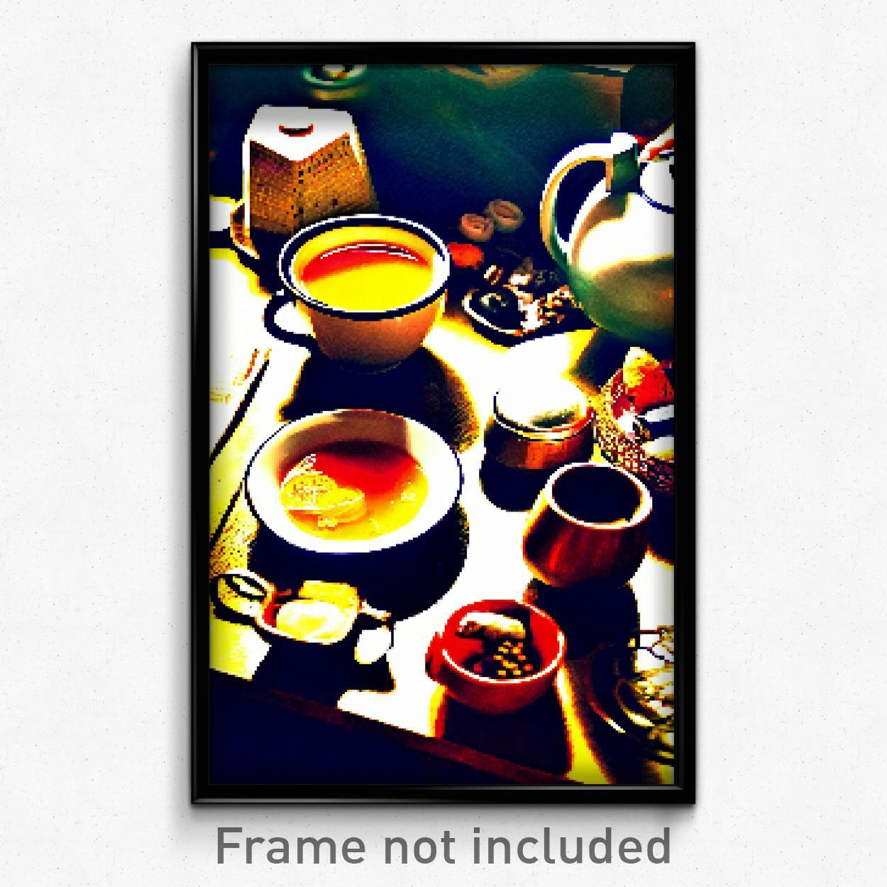 8-Bit Psychedelic Pixel Art Tea Poster - Trippy Gamer Print