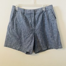 Boden Women Blue 6  Chino Shorts Size 8 Linen Cotton Blend Pockets Summer Comfy