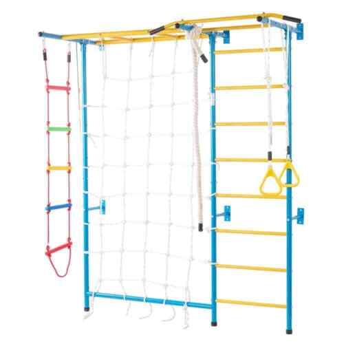 Indoor Jungle Gym for Toddlers 7-in-1 Climbing Playset with Swedish Ladder Suppo