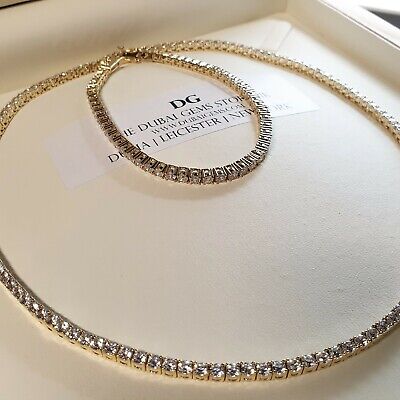 Details about  / Yellow gold finish created diamond Tennis 3mm necklace bracelet Gift Idea