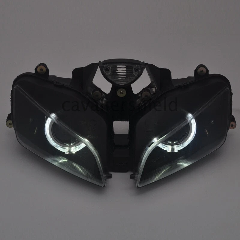 Conjunto de faros proyectores White Angel Eyes HID aptos para Honda CBR600RR 03-2006 Foto 2 de 4