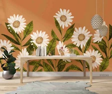 3D Hand Draw Floral Wallpaper Wall Mural Removable Self-adhesive Sticker7951