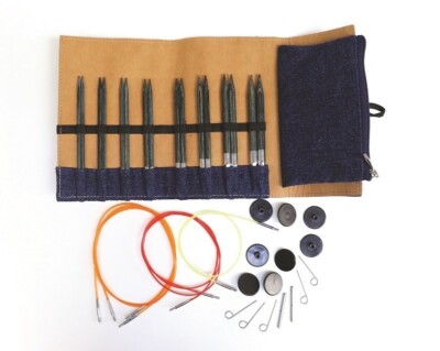 Knit Pro lange austauschbare Stricknadel-Set Wood Indigo Denim 20643