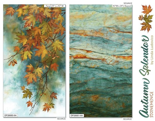 Northcott - Autumn Splendor - Tonal Leaves - Light Teal, Fabric BTY - Picture 4 of 10