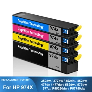 4Color 974XL Ink Cartridge For HP 352dw 377dw 452dn/dw 477dn/dw 552dw Printer 