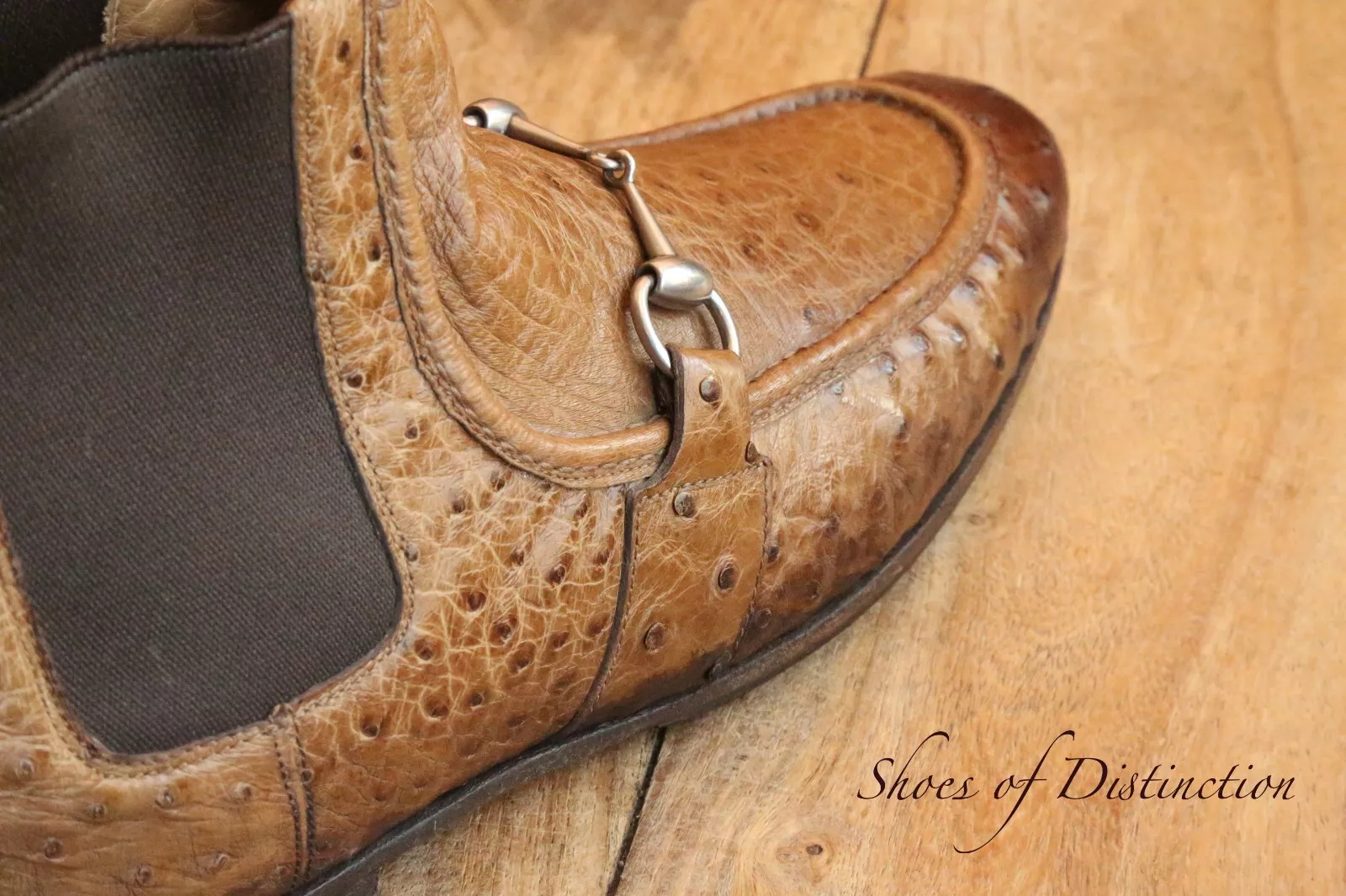 Gucci marron cuir d'autruche mors argenté bottes Chelsea chaussures hommes UK 9 US 10 RARE