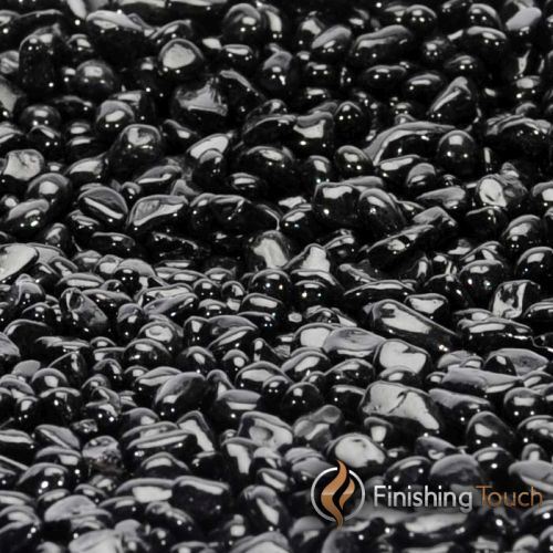 1 Pound Bag 1 4 Inch Midnight Black Glass Pebbles Fireglass For
