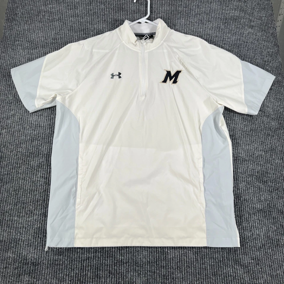 Chaqueta de béisbol Missouri Tigers Mizzou para hombre mediana blanca Under Armour cremallera 1/4 Foto 2 de 4