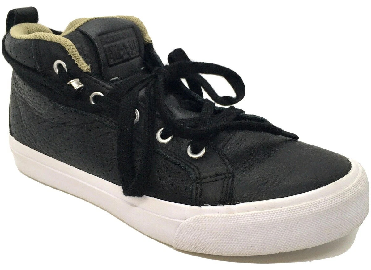 Converse ALL STAR Fulton Black Leather Mid Men 5 Womens 6.5 Sandy