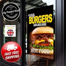 Burgers Window Vinyl,  Window Display,  Hot Food, Poster, Shop Graphics