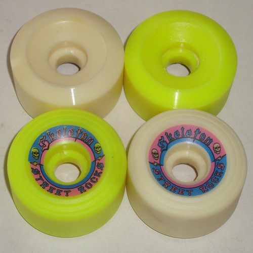 SKELETON - 60mm Street Rocks - Original '80s Skateboard Wheels Yellow / White - Picture 17 of 18
