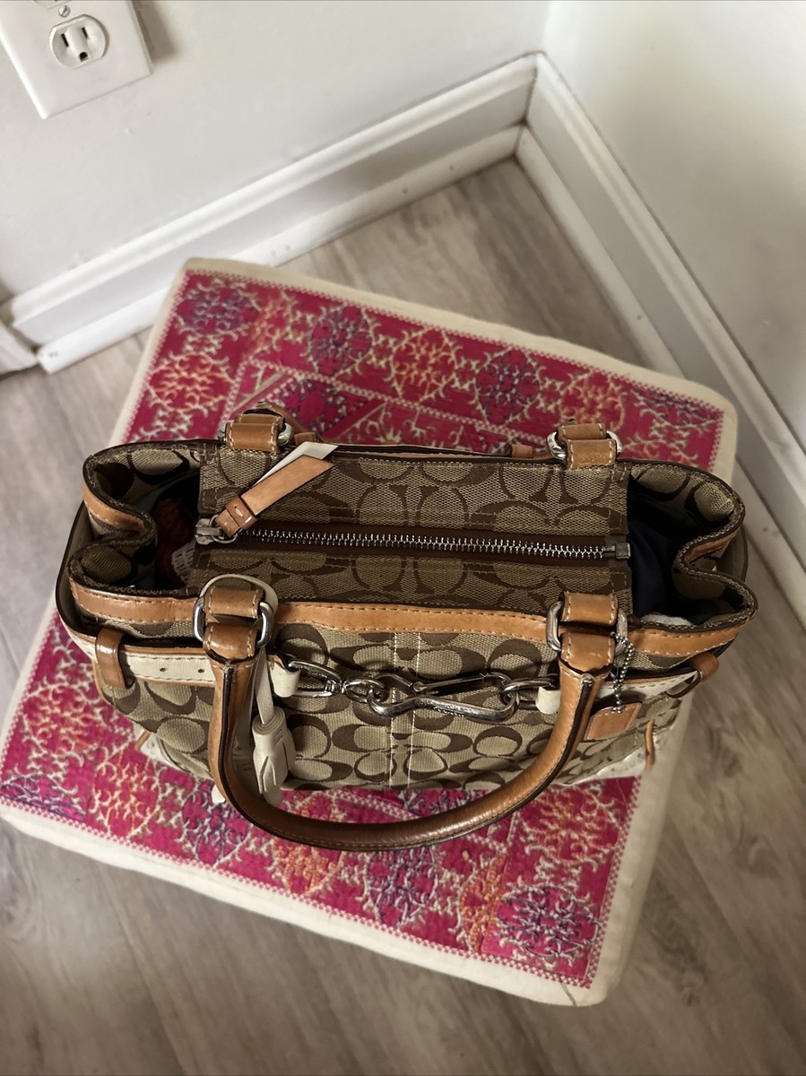 Coach Vintage 1447 Hampton Brown Signature C Print Logo Small Tote