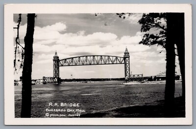 Vintage RPPC Buzzards Bay, Mass Railroad Bridge Real Photo Postcard