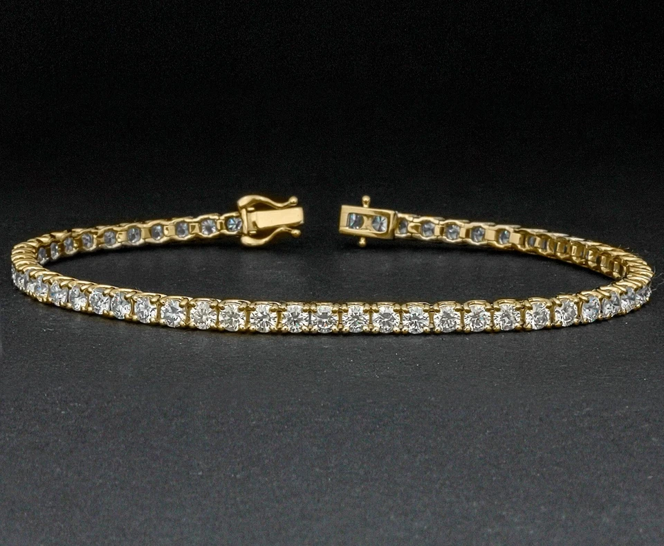 7Ct Round Cut Lab Created Diamond Women's Tennis Bracelet 14K Yellow Gold Plated - Image 3 of 3
