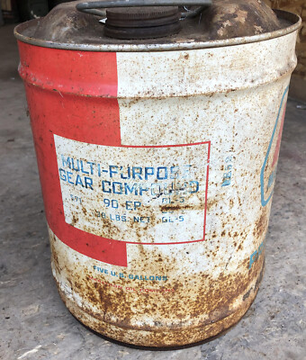 Marathon Metal 5 Gallon Can vintage fuel gas oil gear compound B