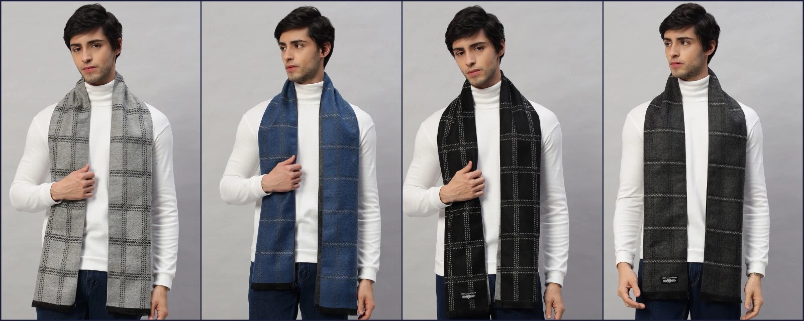 cashmere feel Merino Wool Scarf Women Men Winter Fall checks Gift Lightweight