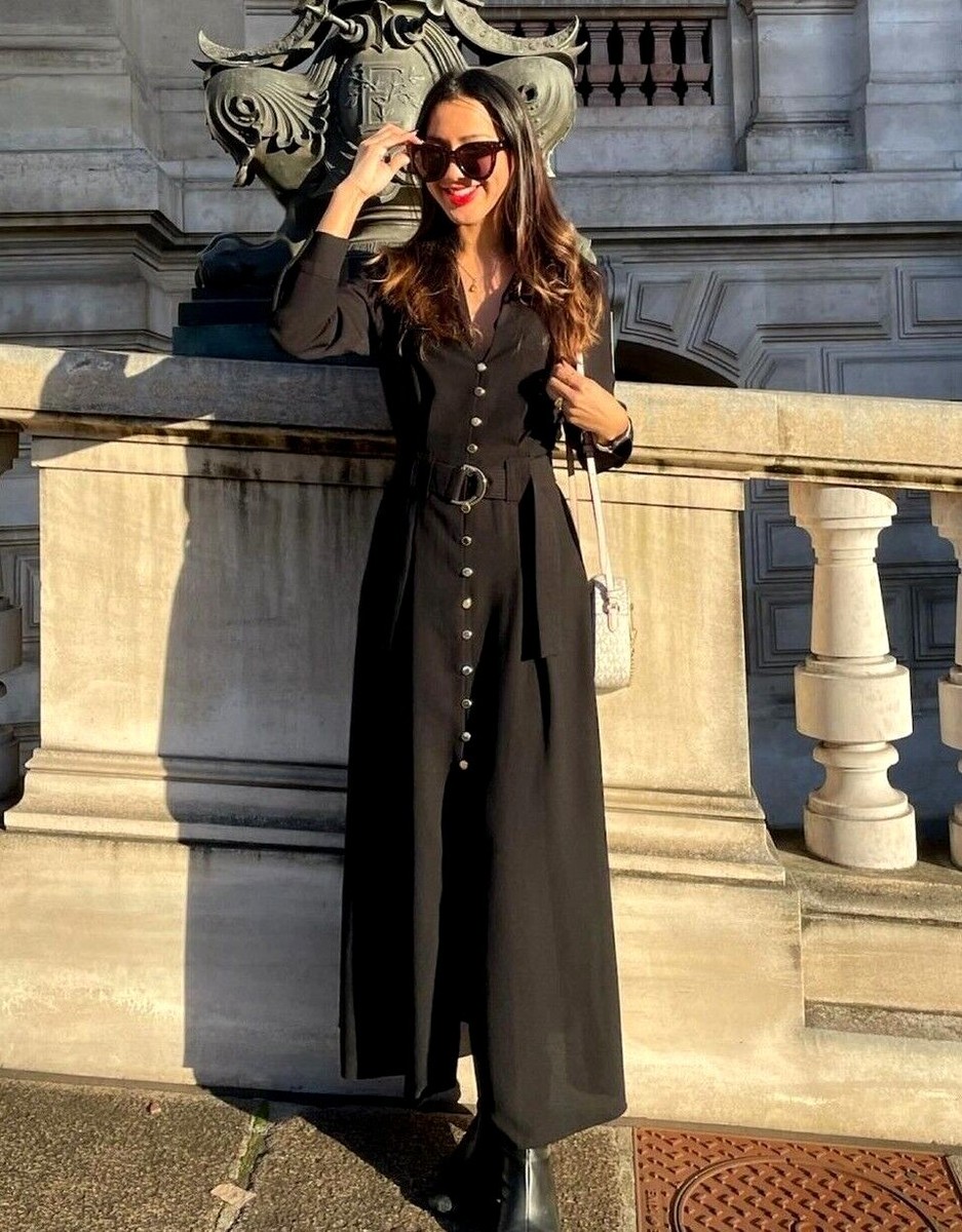 black elegant long sleeve dress Karen Kane Travel Jersey Dress