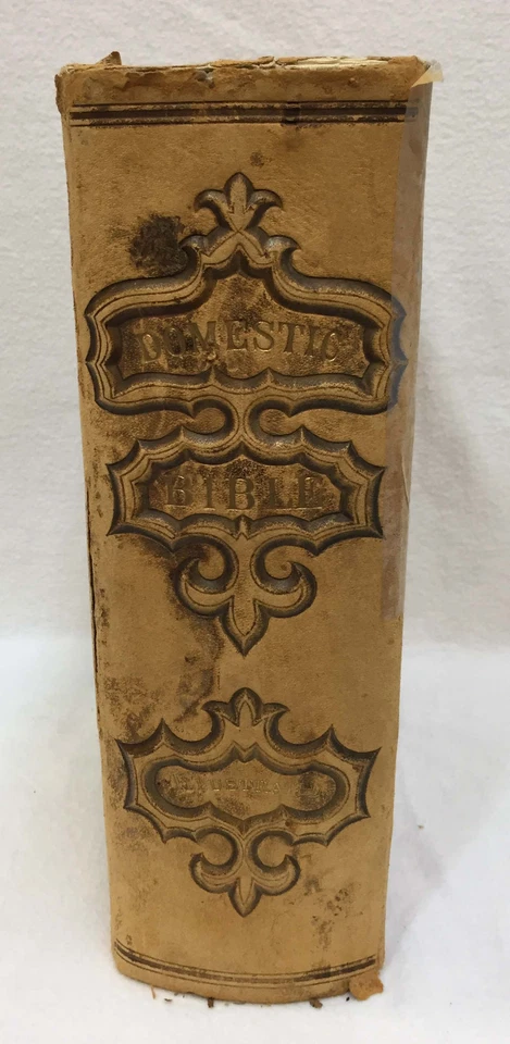 1871 Antique Family Bible Albert Ellis Family Records Death 14 Tin Plate Photos - Image 3 of 4