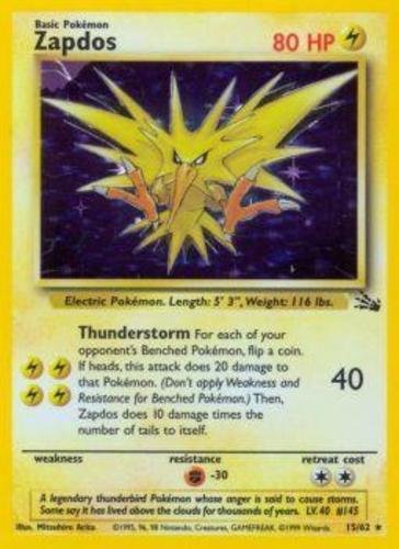 Zapdos 1999 Fossil #15/62 Unlimited Holo Price Guide