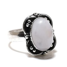 Rainbow Moonstone Gemstone Handmade 925 Sterling Silver Jewelry Ring Size 9 g384
