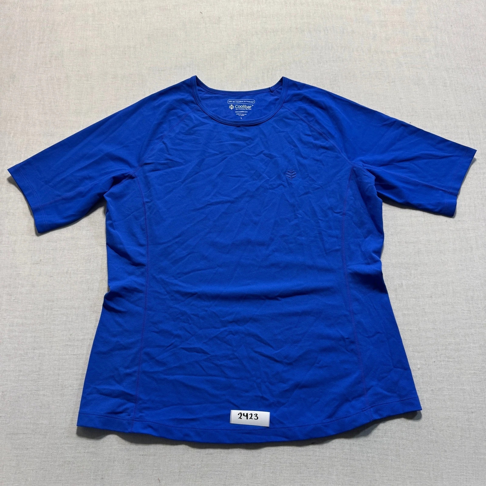 Coolibar Sun Protection Short Sleeve Tee Mens Sz L Blue