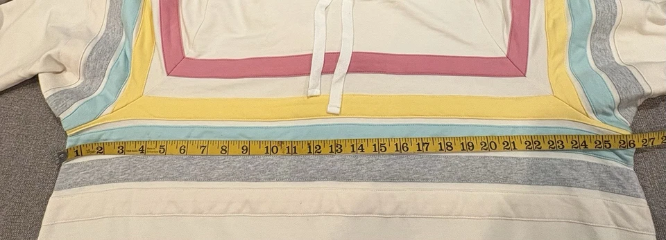 Sudadera con Capucha Torrid Crema con Rayas Multicolores Para Mujer Talla 2 Plus Foto 3 de 4