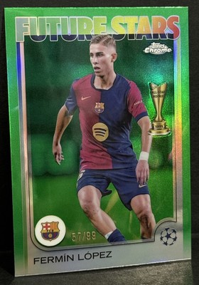 2024-25 Topps Chrome UCC Barcelona Fermin Lopez Green Refractor