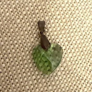 Authentic Vintage Heart Pendant 18K Gold Plated Green Faceted Crystal