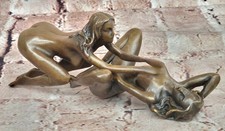Image of Handcrafted Two Nude Female Erotic Interest Bronze Sculpture Home Decoration Art