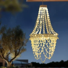 Solar Hanging Crystal Chandelier Outdoor Garden Decorative Lights Powerful Lithi