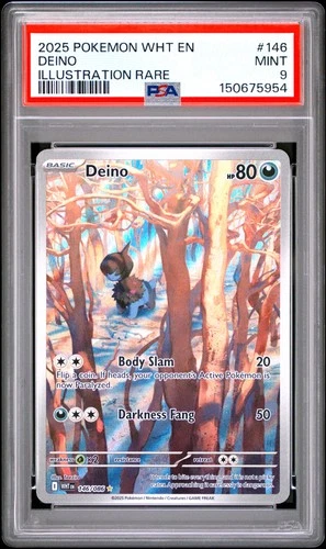 2025 POKEMON WHT EN-WHITE FLARE ILLUSTRATION RARE #146 DEINO PSA 9