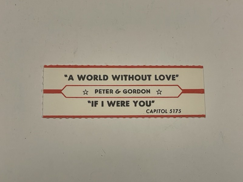 Jukebox Title Strip Peter & Gordon A World Without Love If I Were You Capitol