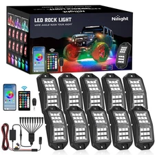 10 Pod Rgb Led Rock Lights Ultra Bright Waterproof 29 Modes Music Sync App Co...
