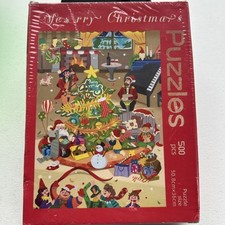 Merry Christmas 500 Piece Puzzle Holiday Santa Tree Presents