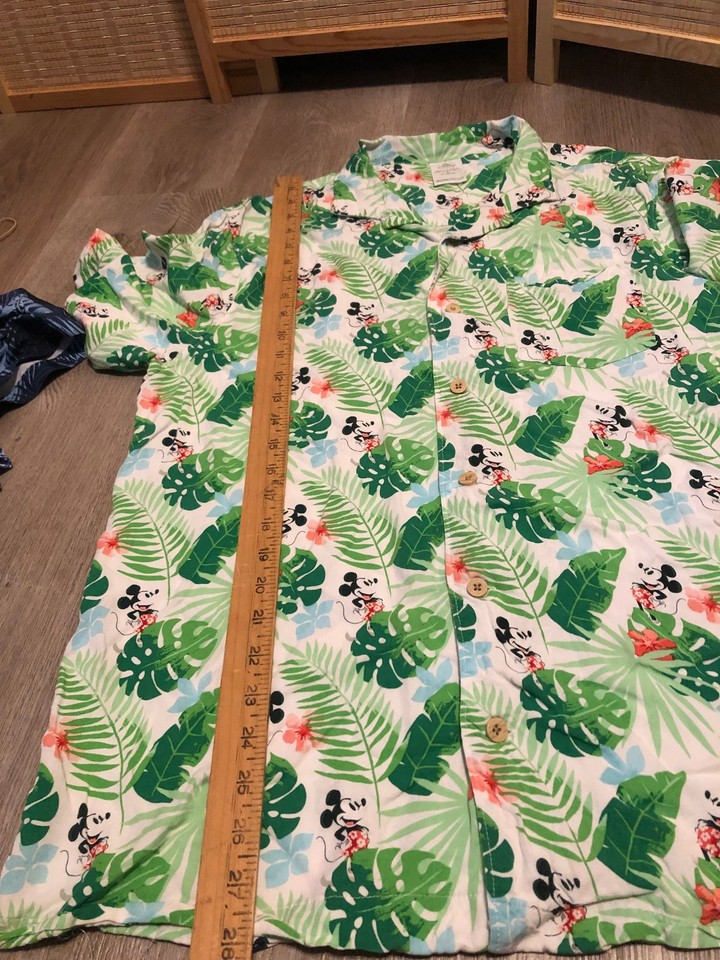 Disney Mickey Mouse Button Up Shirt Hawaiian Cartoon Medium M White ...