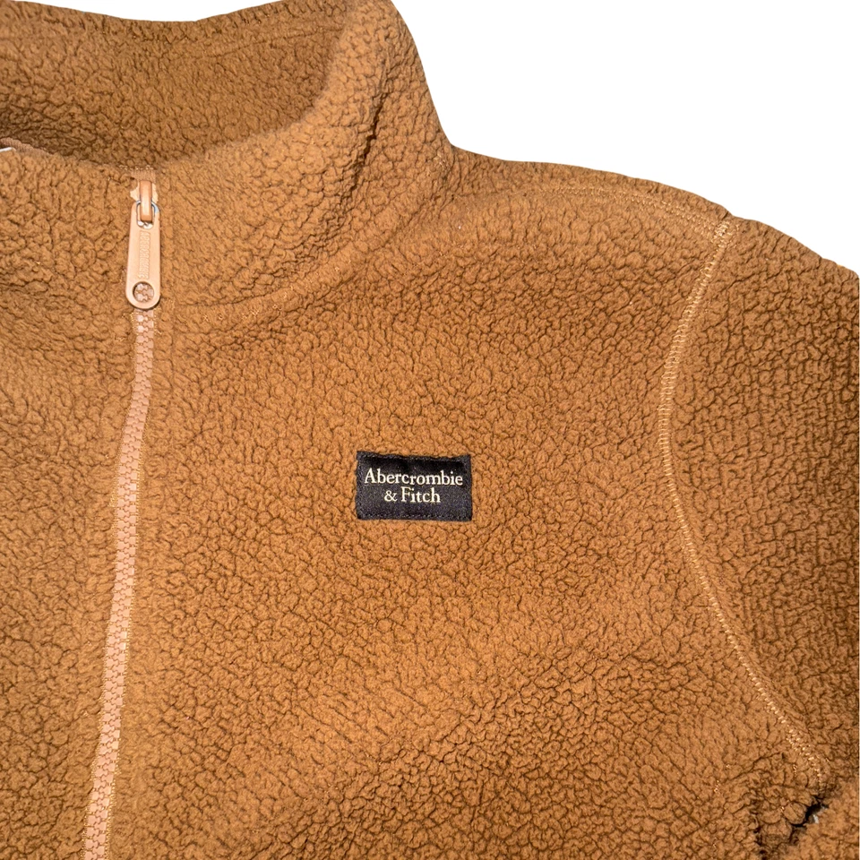 Abercrombie Niños 9/10 Años Marrón Cuello Simulado Sherpa Vellón Cremallera Completa Chaqueta Peluche Acogedora Foto 4 de 4