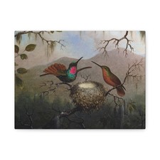 Martin Johnson Heade (1819-1904) Two Hummingbirds at a Nest - Canvas Wall Art
