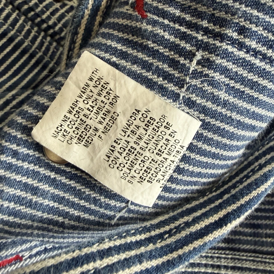 Mono con tirantes vintage Big Mac denim azul nogal americano blanco a rayas 44x29 ropa de trabajo Foto 4 de 4