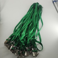 100 Pack Nylon Flat Badge Lanyard for Id Badge Name Tag Green