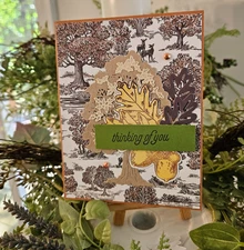 STAMPIN UP CARD KIT - LEAVES ACORNS TREE THINKING OF YO CARD KIT MAKES 4 #25-540