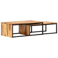 2X Akazie-Holz Massiv Satztisch Beistelltisch Couchtisch Wohnzimmer vidaXL