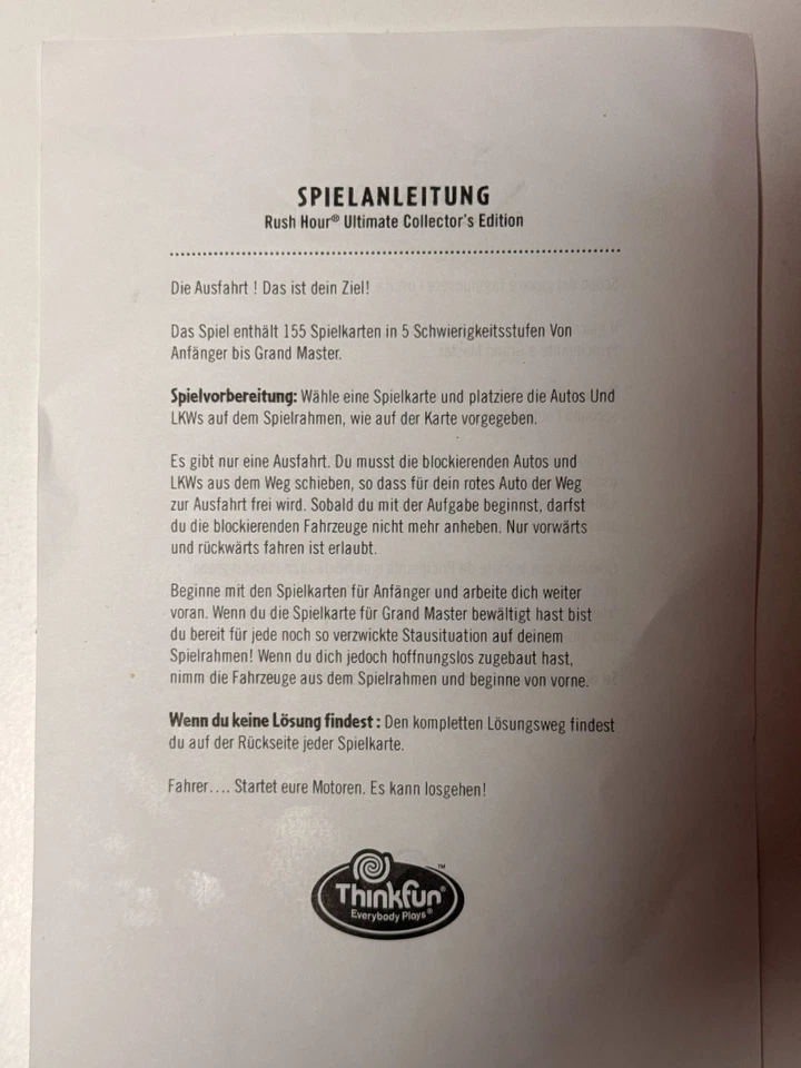 ThinkFun Rush Hour Ultimate Collectors Edition Brettspiel Strategiespiel ab 8J. - Bild 3 von 4