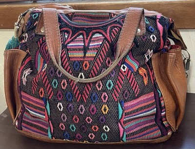 Nena & Co. Small Convertible Day Bag Huipil Leather CDB Boho Multi Backpack EUC