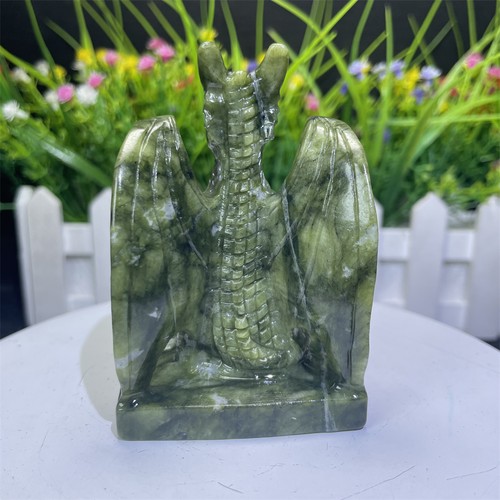 0.35LB 3.3" Natural Xiuyan Jade Dragon Quartz Statue Crystal Healing Energy C5 - Picture 6 of 12