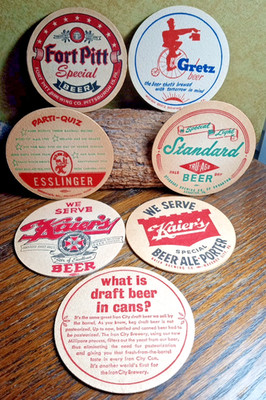 7 Lot ... Vintage Pennsylvannia  Beer Coaster's ... 50's - 60's